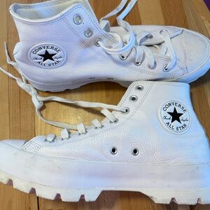 Converse lug sole White Leather high top Sneakers